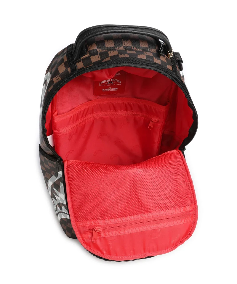 Sprayground Brown And Cream Drip Check Shark Sac à dos brown