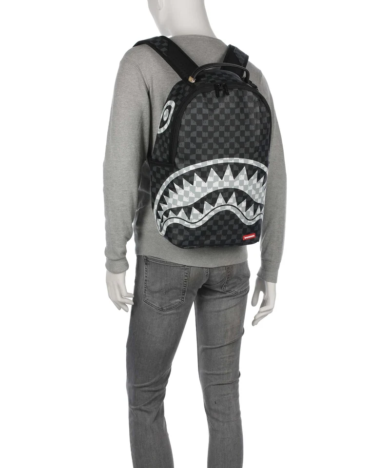 Sprayground Black And White Drip Check Shark Sac à dos black