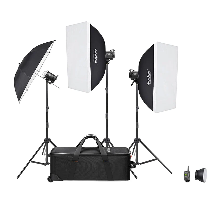 Ensemble 3 Flashs de studio MS300-V avec accessoires