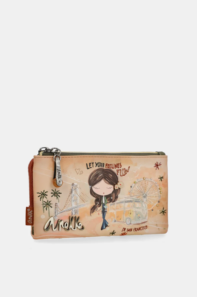 Portefeuille RFID souple camel Peace & Love
