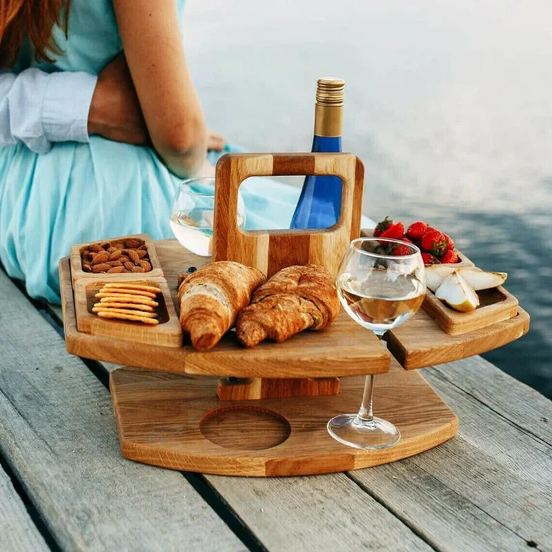 Table Pique-Nique Vin | Bois Pliable Portable