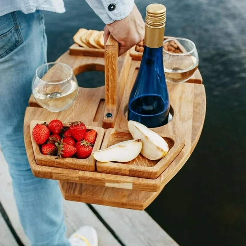Table Pique-Nique Vin | Bois Pliable Portable