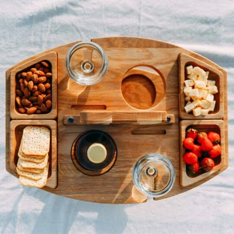 Table Pique-Nique Vin | Bois Pliable Portable