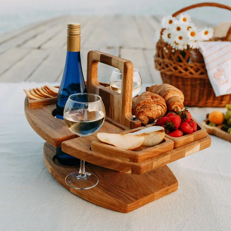 Table Pique-Nique Vin | Bois Pliable Portable