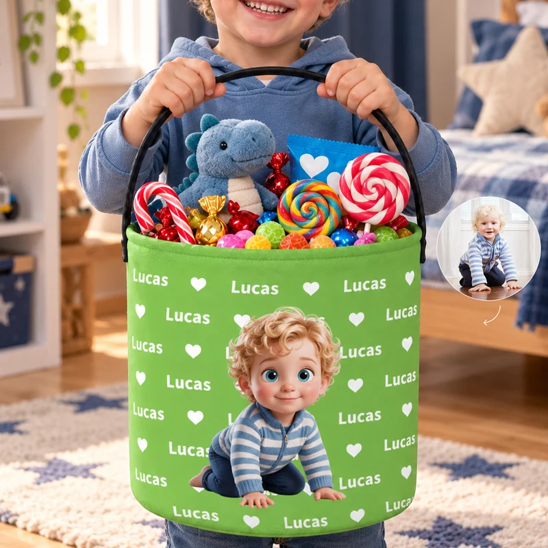 Décoration Enfant Avec Photo - Sac Seau Lumineux LED Personnalisable