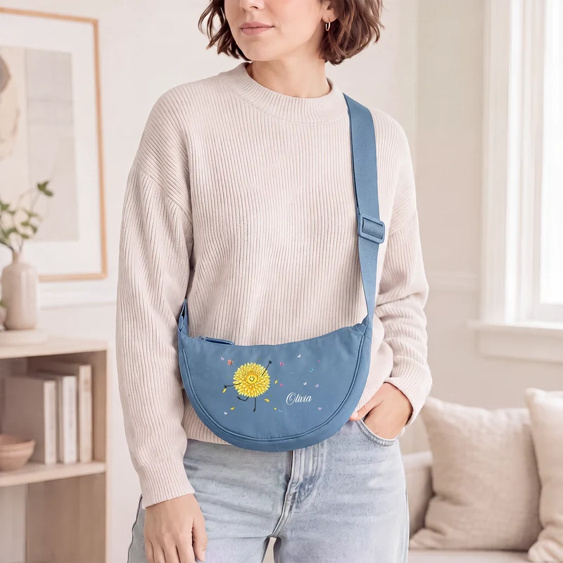 Cadeau Pour Femme - Sac Bandoulière Personnalisable Fleurs De Naissance