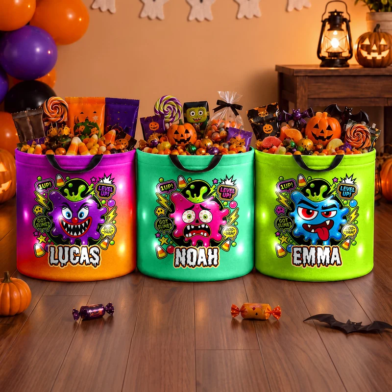Cadeau Pour Enfant - Sac Seau Lumineux LED Personnalisable Avec Motif Slime