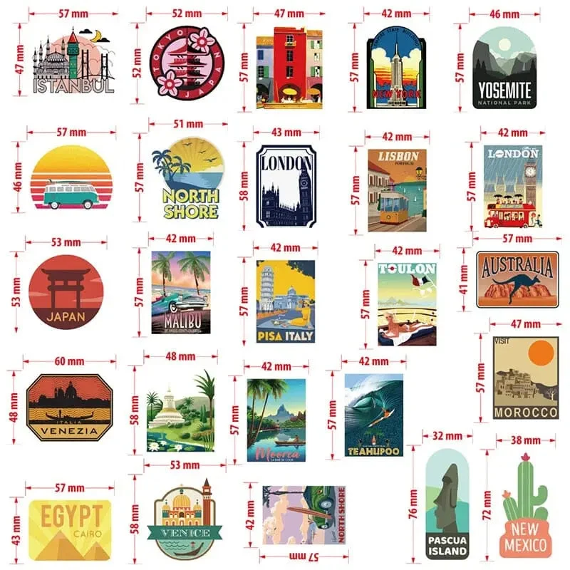 Autocollants Voyage Valise | 50 Stickers Personnalisables Pvc