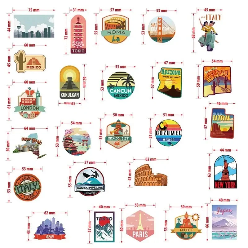 Autocollants Voyage Valise | 50 Stickers Personnalisables Pvc