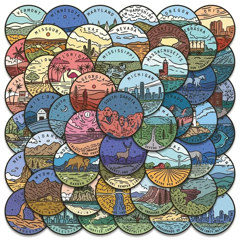 Autocollants Voyage Usa | Pack 50 Stickers Pvc