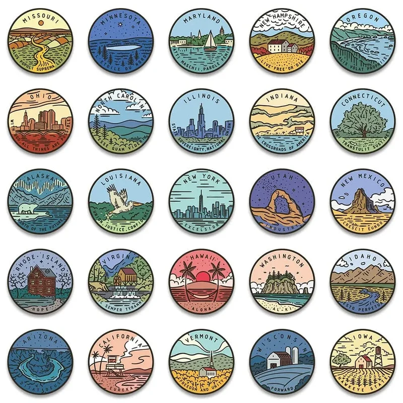 Autocollants Voyage Usa | Pack 50 Stickers Pvc