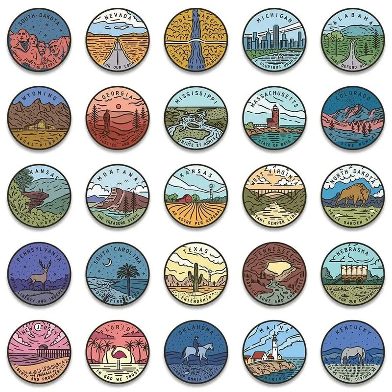Autocollants Voyage Usa | Pack 50 Stickers Pvc