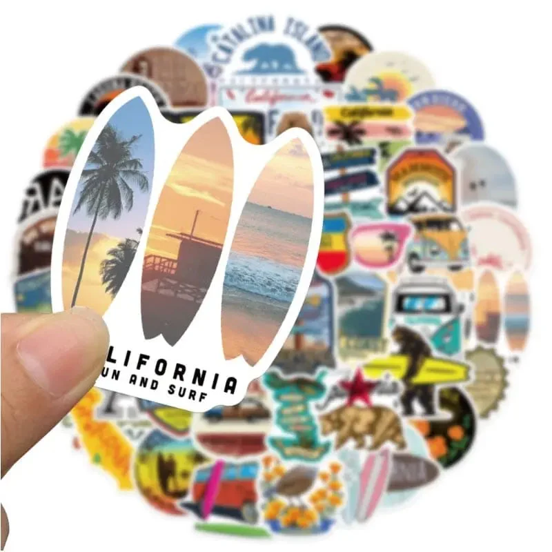 Autocollants Voyage Californie | Pack 50 Vinyles Pvc