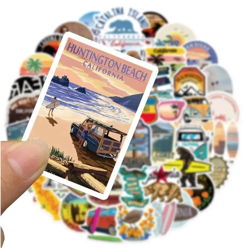 Autocollants Voyage Californie | Pack 50 Vinyles Pvc
