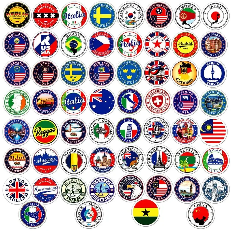 Autocollants Valise Voyage | Pack 60 Stickers Pvc