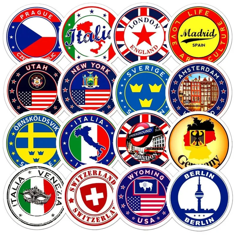 Autocollants Valise Voyage | Pack 60 Stickers Pvc