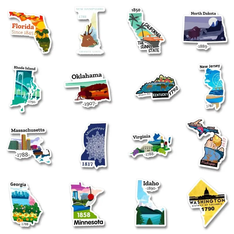Autocollants Valise Usa | Pack 50 Pvc Durables