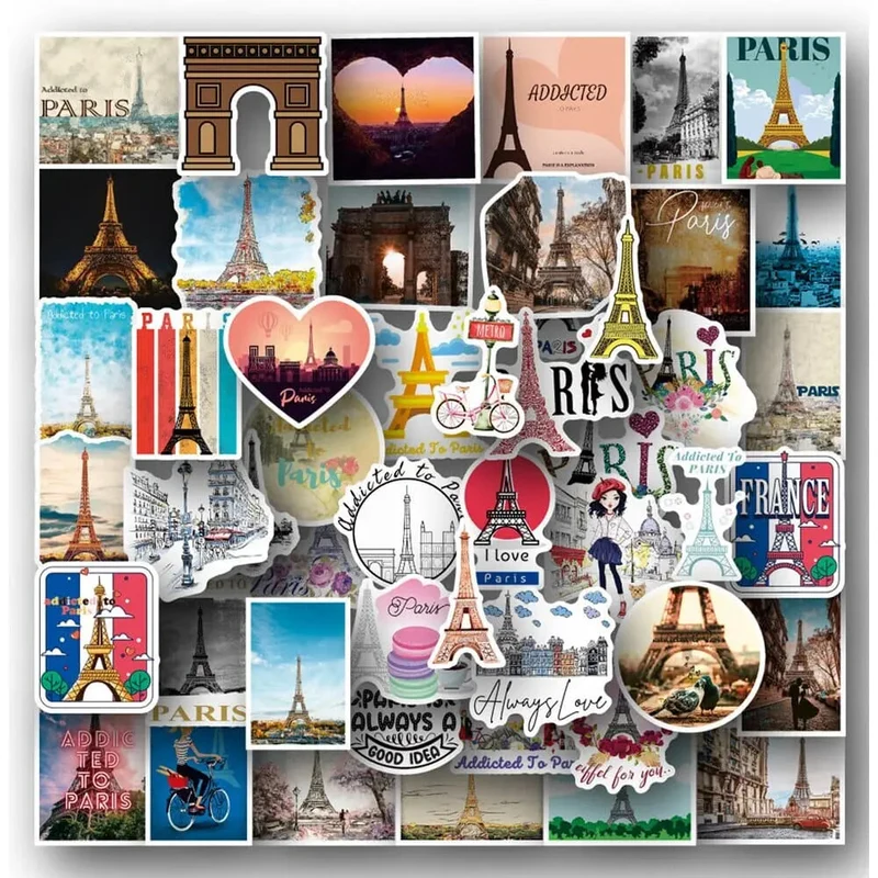 Autocollants Valise Paris | Pack 50 Pvc Voyage