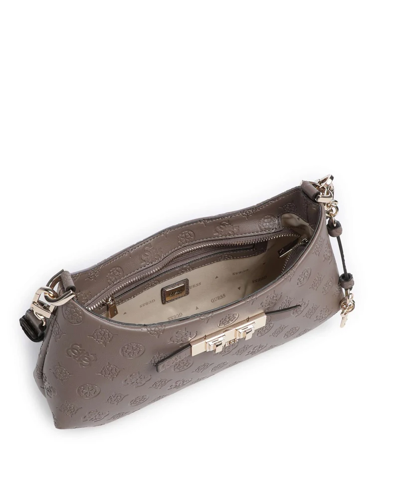 Guess Carmella Sac porté épaule taupe logo