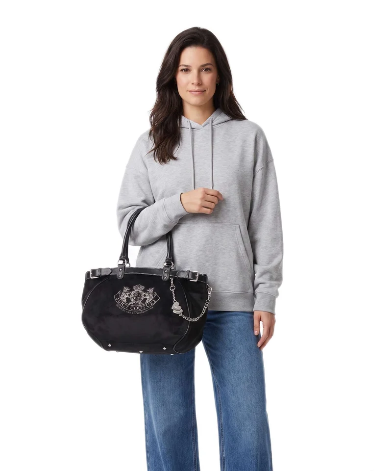 Juicy Couture Twig Narrative Velvet L Cabas black