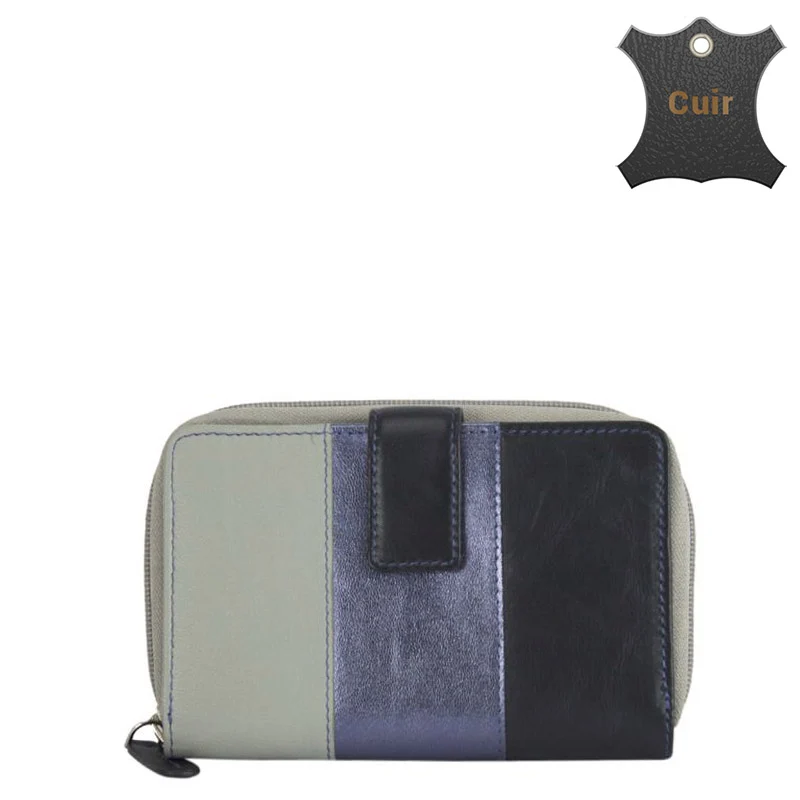 Din gris portefeuille femme cuir