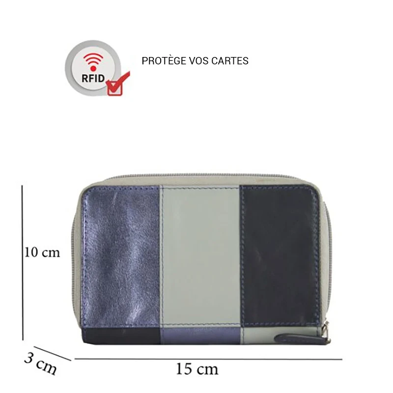 Din gris portefeuille femme cuir