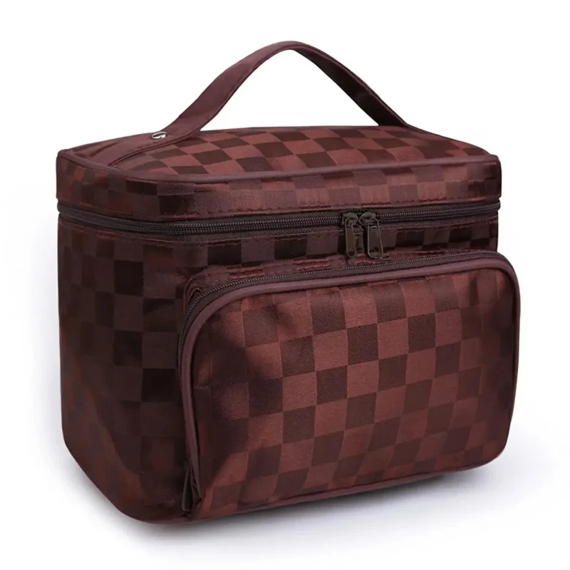 Vanity Case Souple Femme | Motif Damier Voyage