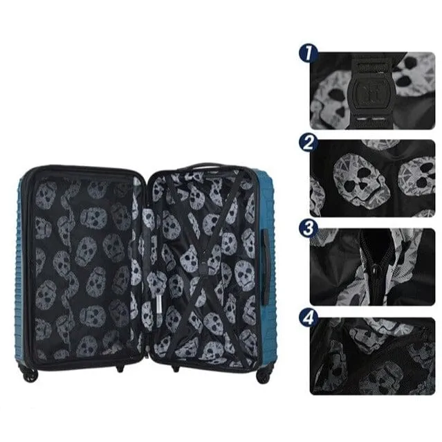 Valise Tête de Mort Mexicaine | Coque Rigide Punk Bleue