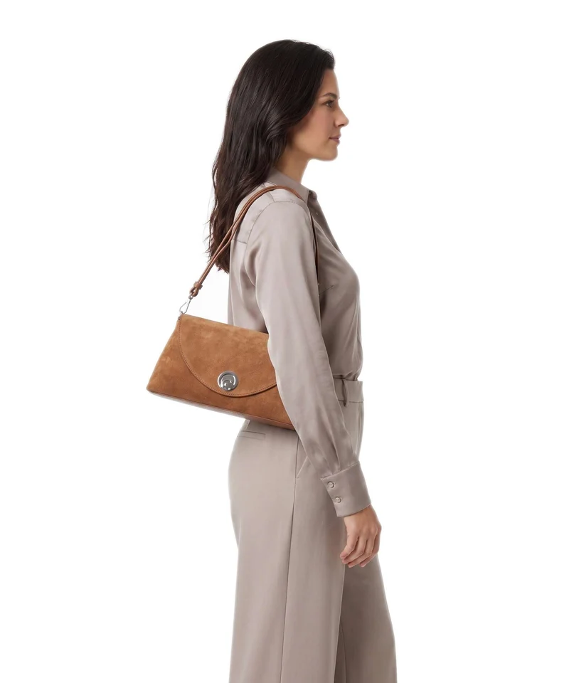Coccinelle Nikla Suede Sac porté épaule cognac