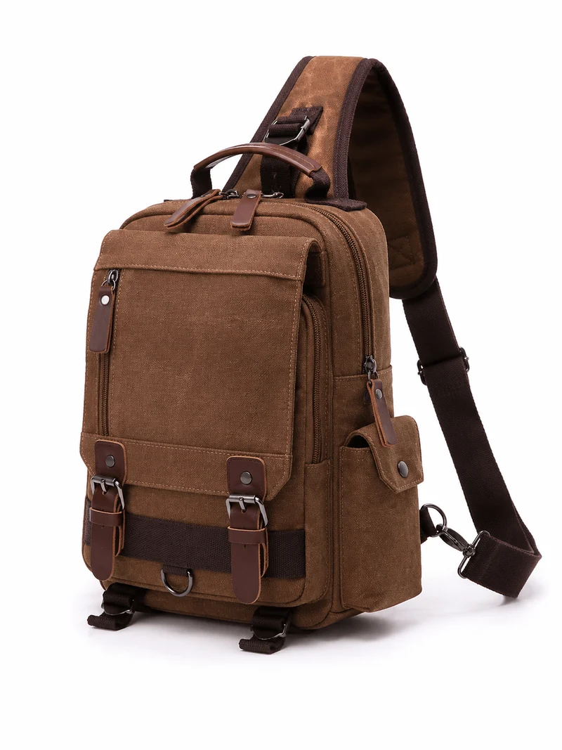 Petit Sac À Dos Homme En Toile Marron