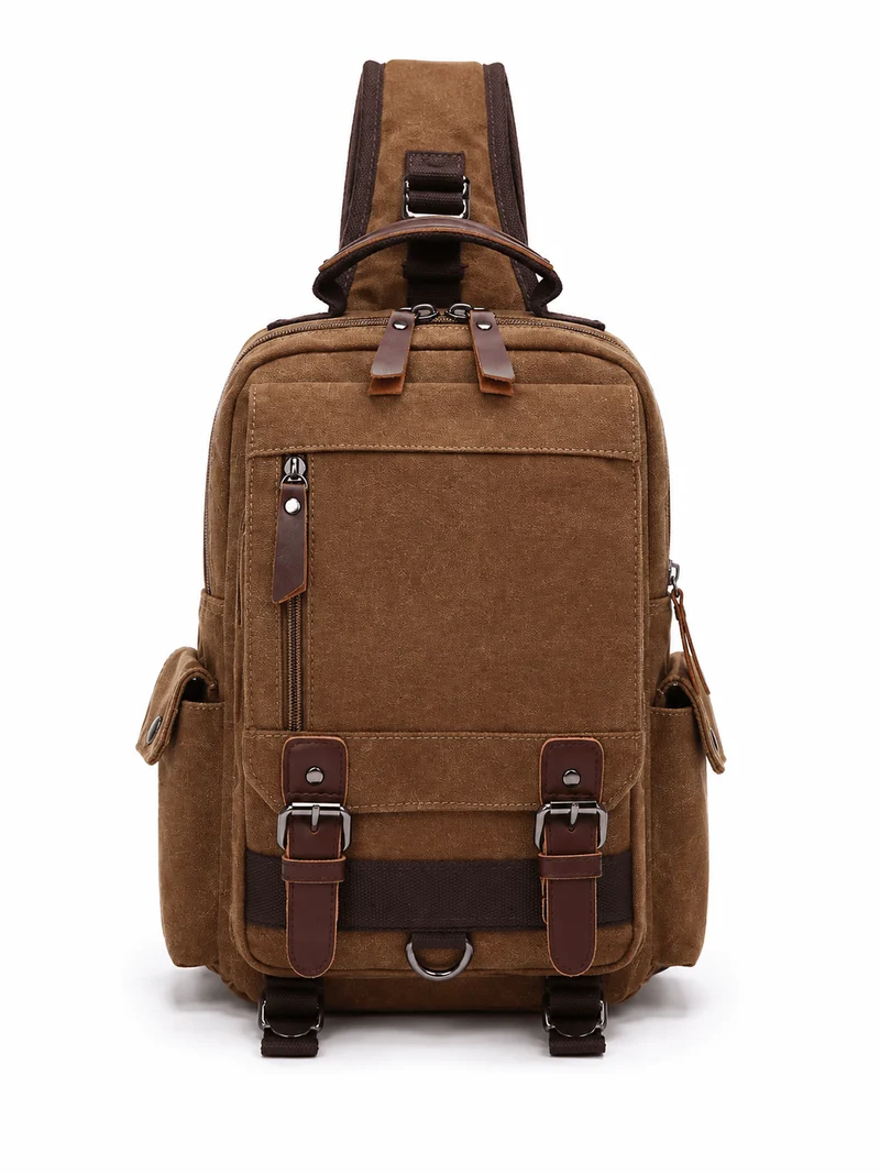 Petit Sac À Dos Homme En Toile Marron