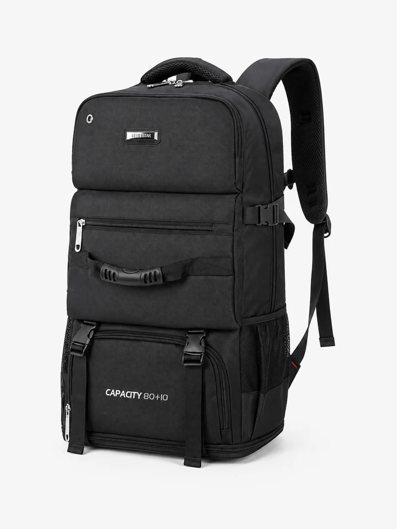 Sac À Dos De Voyage Noir 90 L En Nylon, Unisexe