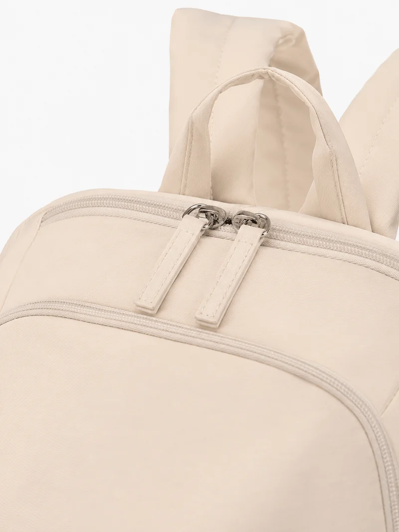 Sac À Dos Acétate Beige Avec Poche Latérale