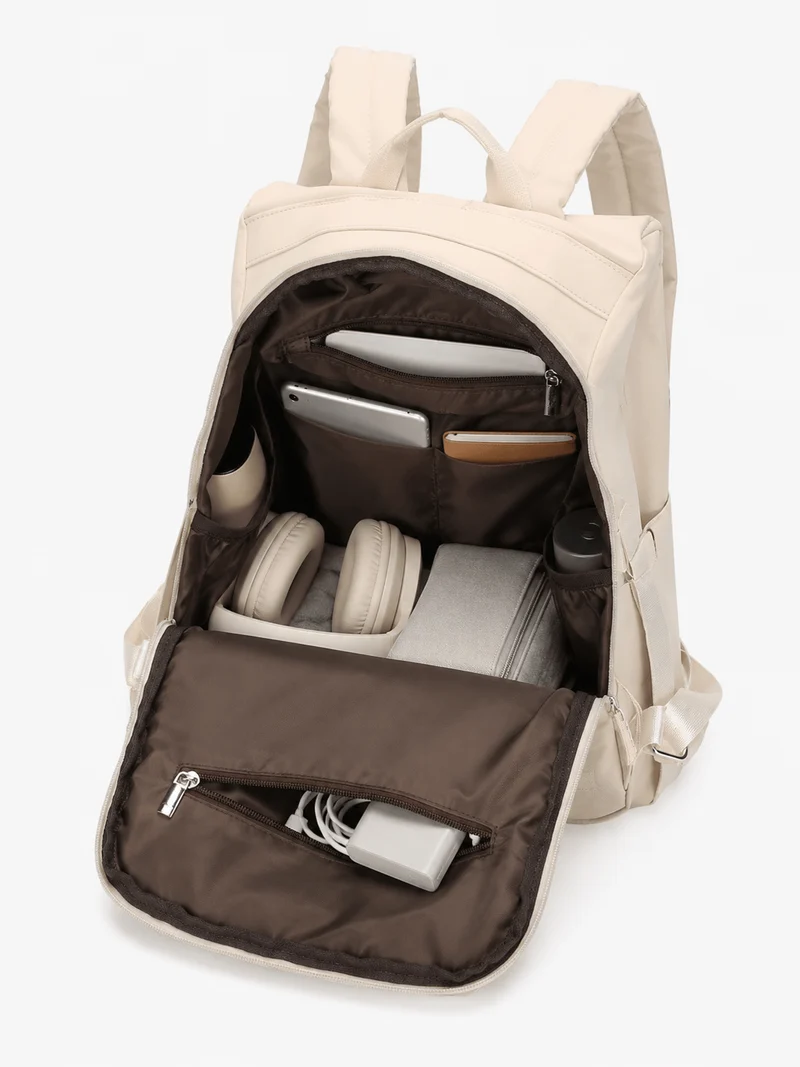 Sac À Dos Acétate Beige Avec Poche Latérale