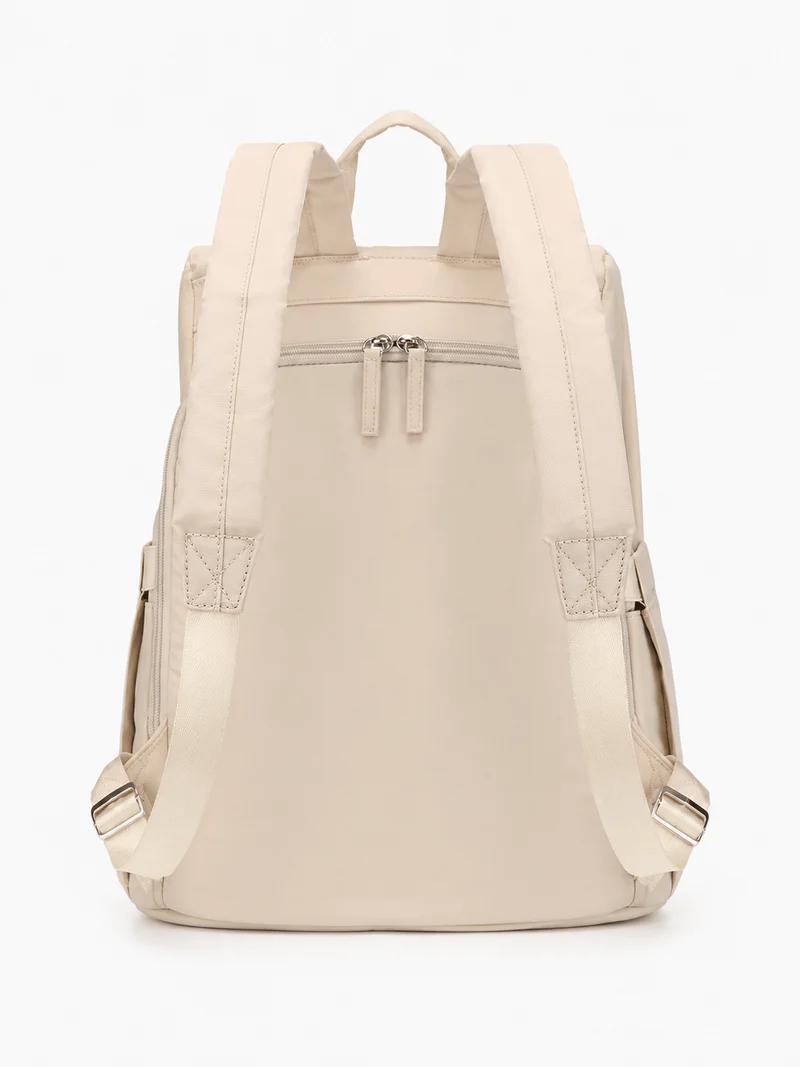 Sac À Dos Acétate Beige Avec Poche Latérale
