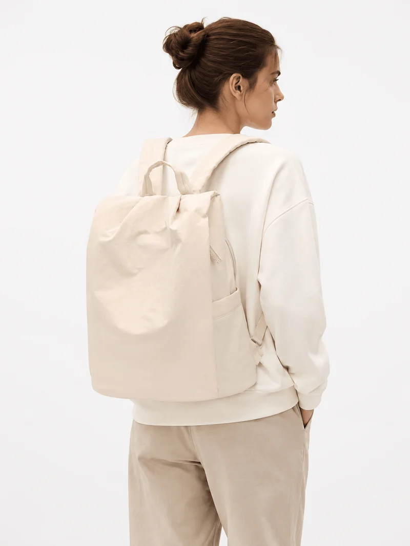 Sac À Dos Acétate Beige Avec Poche Latérale