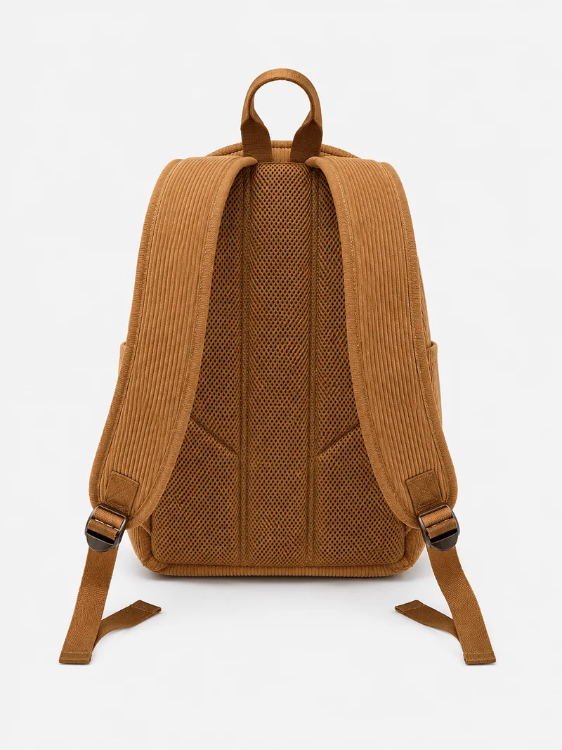 Sac À Dos Scolaire En Velours Côtelé Marron