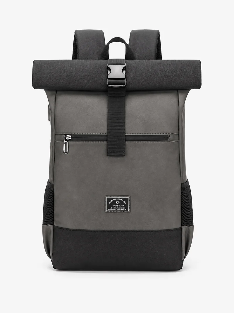 Sac À Dos Cuir PU Roll-Top Extensible Imperméable