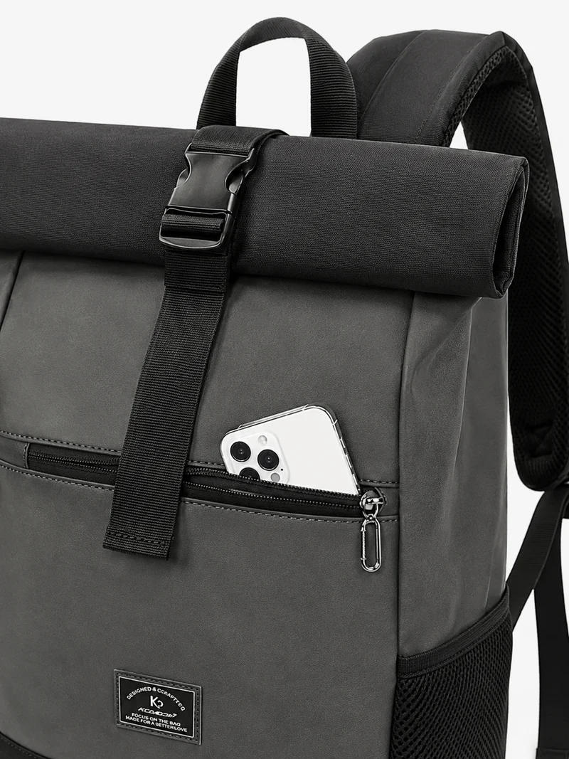 Sac À Dos Cuir PU Roll-Top Extensible Imperméable