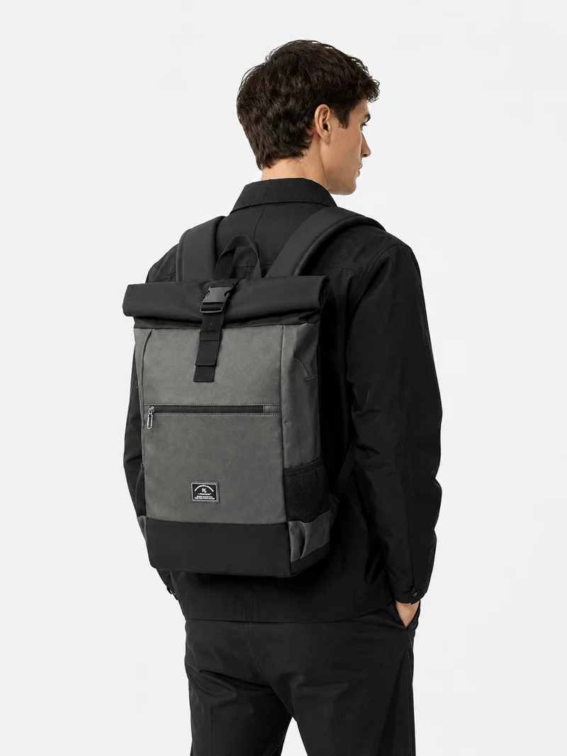Sac À Dos Cuir PU Roll-Top Extensible Imperméable