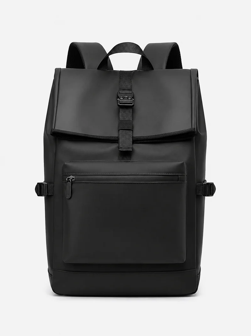Sac À Dos 20-35 L À Rabat Et Poche Frontale Zippée Noir