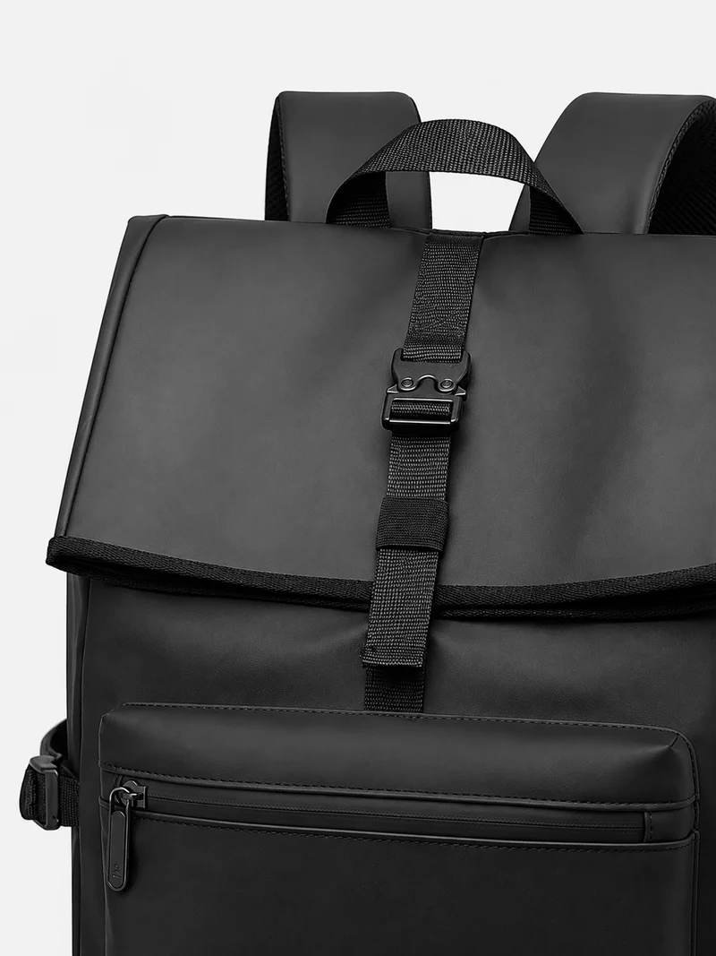 Sac À Dos 20-35 L À Rabat Et Poche Frontale Zippée Noir