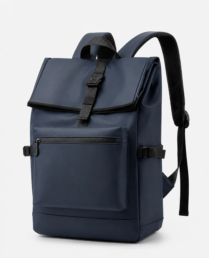 Sac À Dos 20-35 L À Rabat Et Poche Frontale Zippée Noir