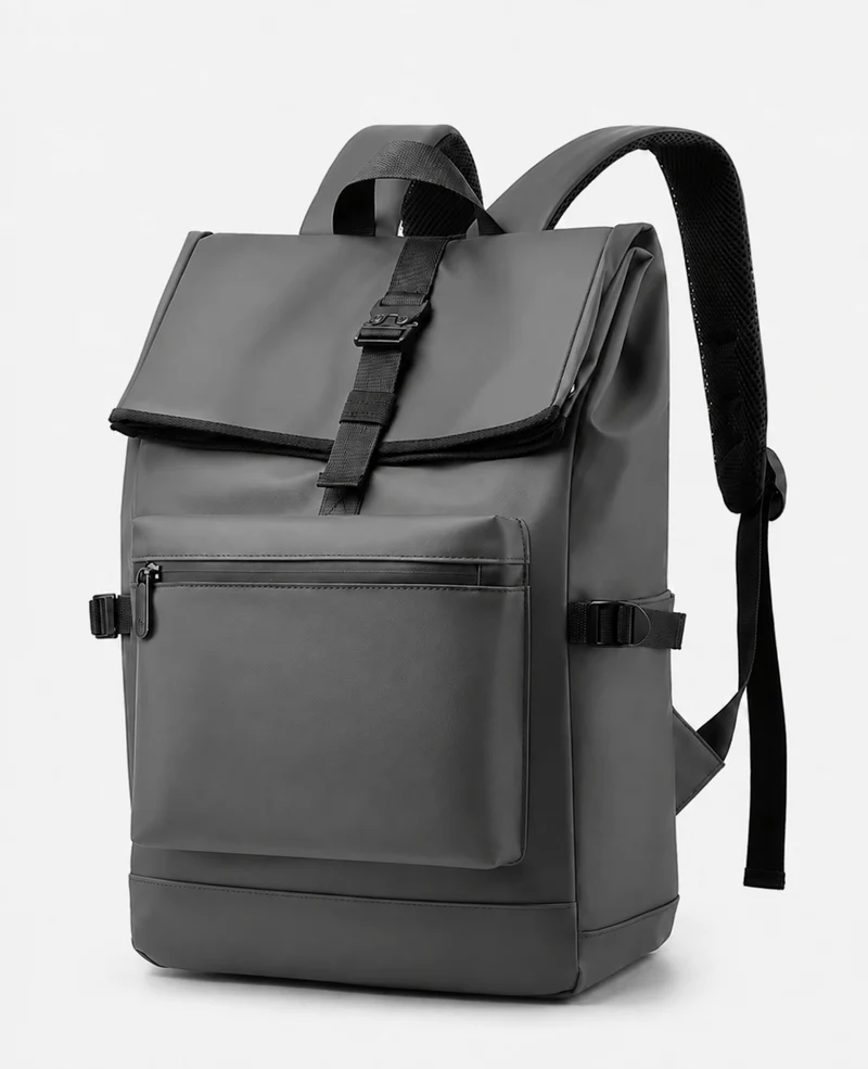 Sac À Dos 20-35 L À Rabat Et Poche Frontale Zippée Noir