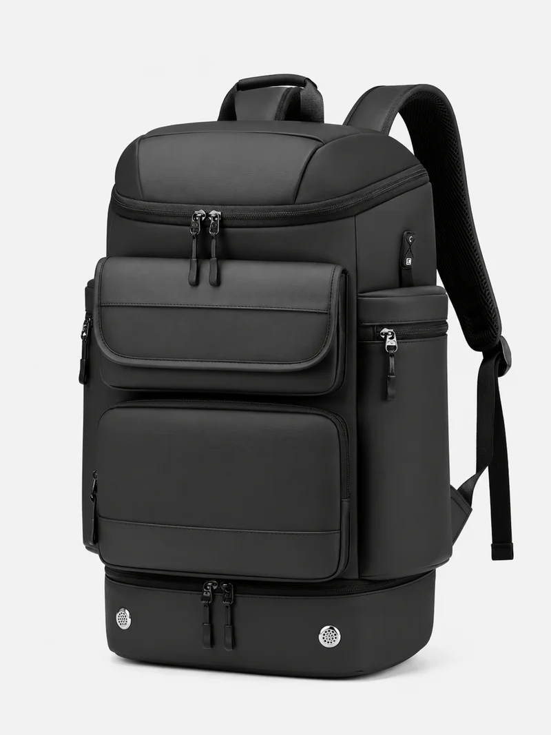 Sac À Dos De Voyage Noir 50 L Imperméable Avec Compartiment