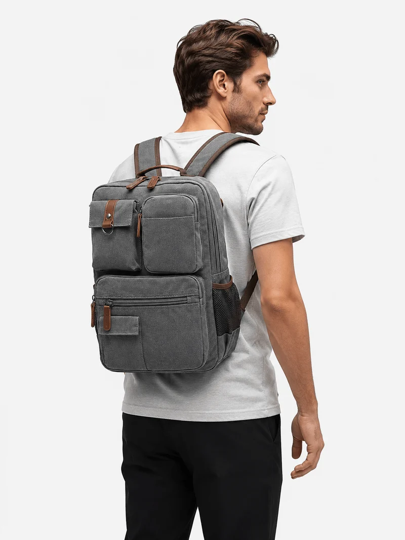 Sac À Dos Classe Homme En Toile Compartiment Ordinateur