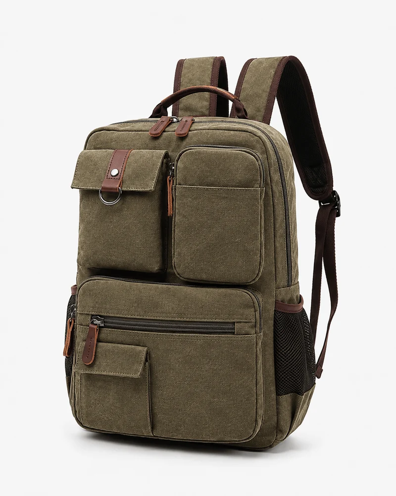 Sac À Dos Classe Homme En Toile Compartiment Ordinateur