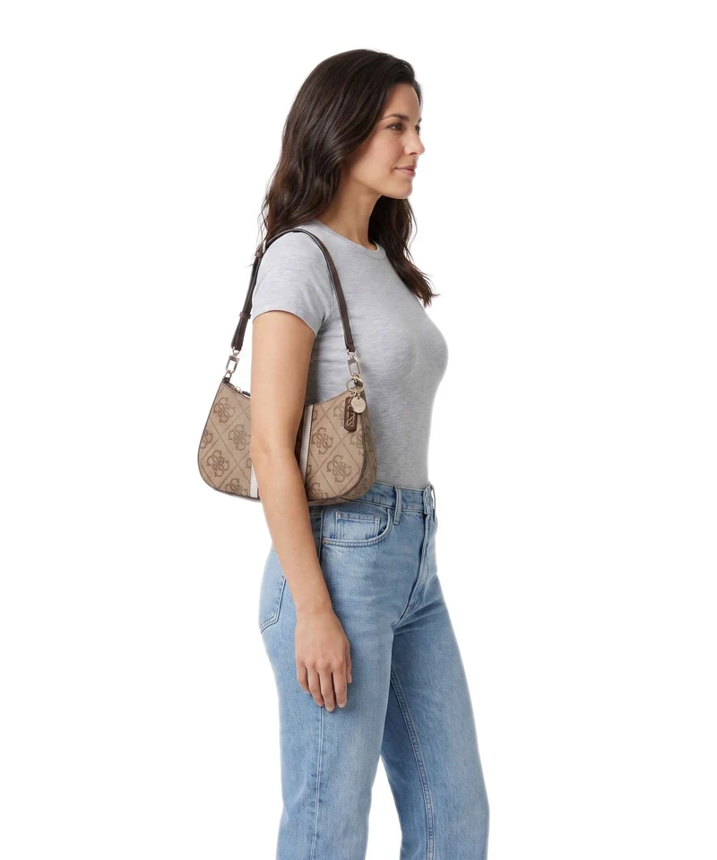 Guess Noelle II Sac porté épaule latte logo/brown
