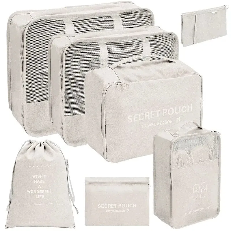 Organisateurs de Valise Voyage | 7 Pochettes Lin Polyester