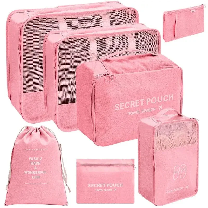 Organisateurs de Valise Voyage | 7 Pochettes Lin Polyester